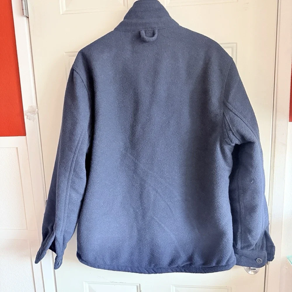 JACHS New York Men's M Navy Blue Wool Blend Sherpa Lined Shirt Jacket Shacket